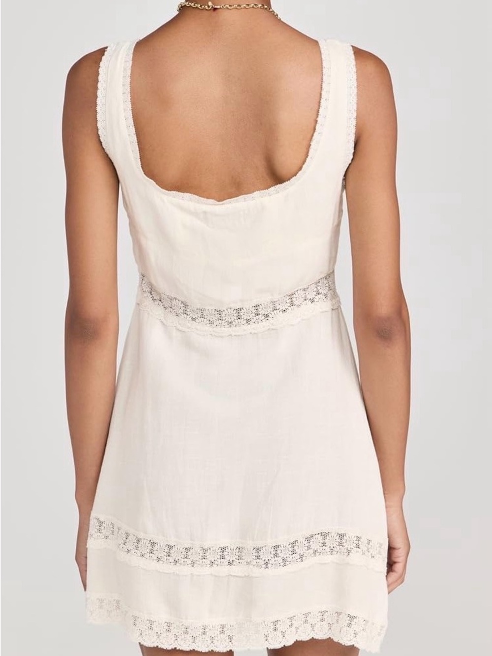 Rixo Ronan Linen Mini Dress Cream - Picture 3 of 4